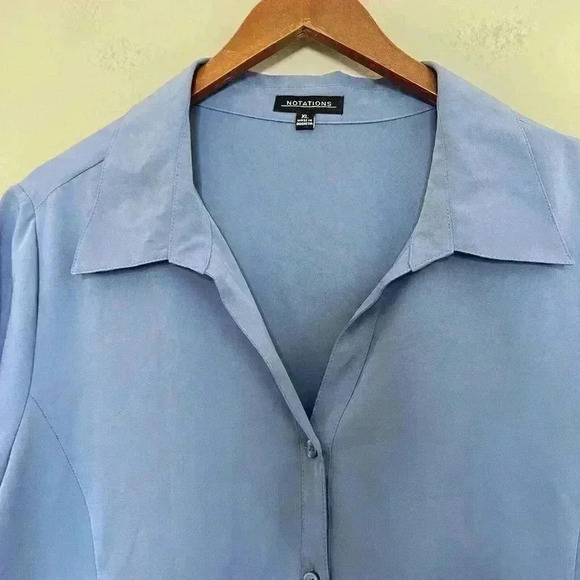 Notations Womens Short Sleeve Button Up Shirt XL Royal Blue Soft - Picture 5 of 7
